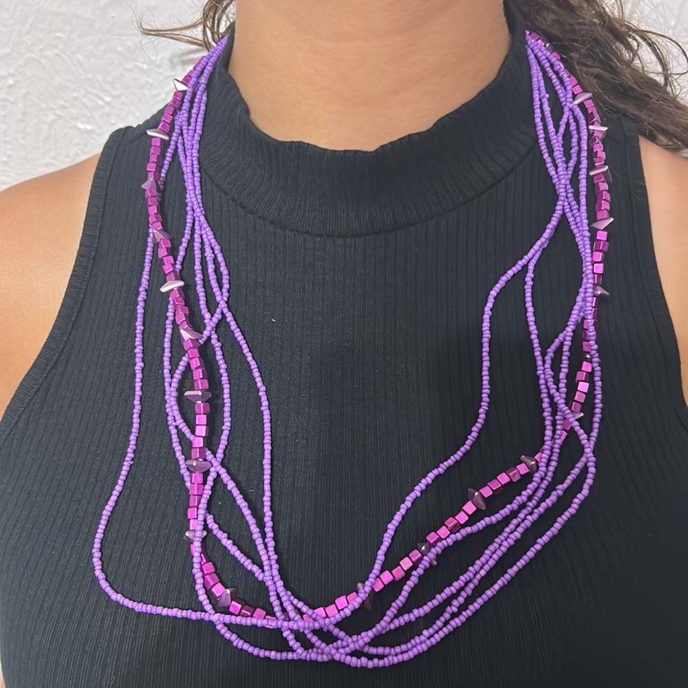 purple beaded necklace
